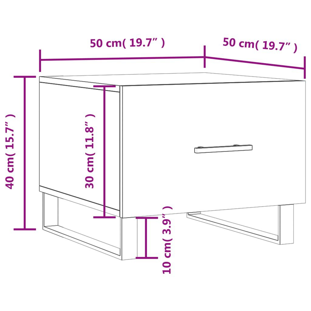 vidaXL Τραπεζάκια Σαλονιού 2 τεμ Καπνιστή Oak 50x50x40 εκ Επεξ. Ξύλο