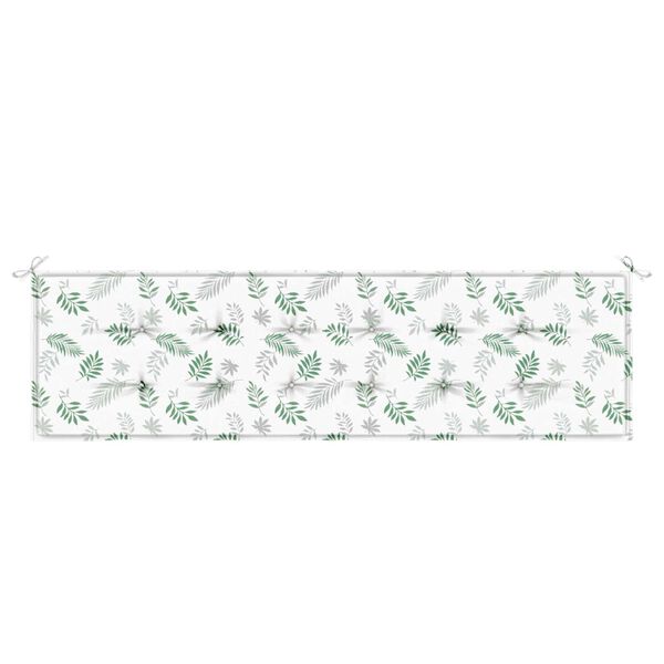vidaXL Μαξιλάρι Παγκάκι Κήπου Floral Λευκό και πράσινο 180 x 50 x 4 cm