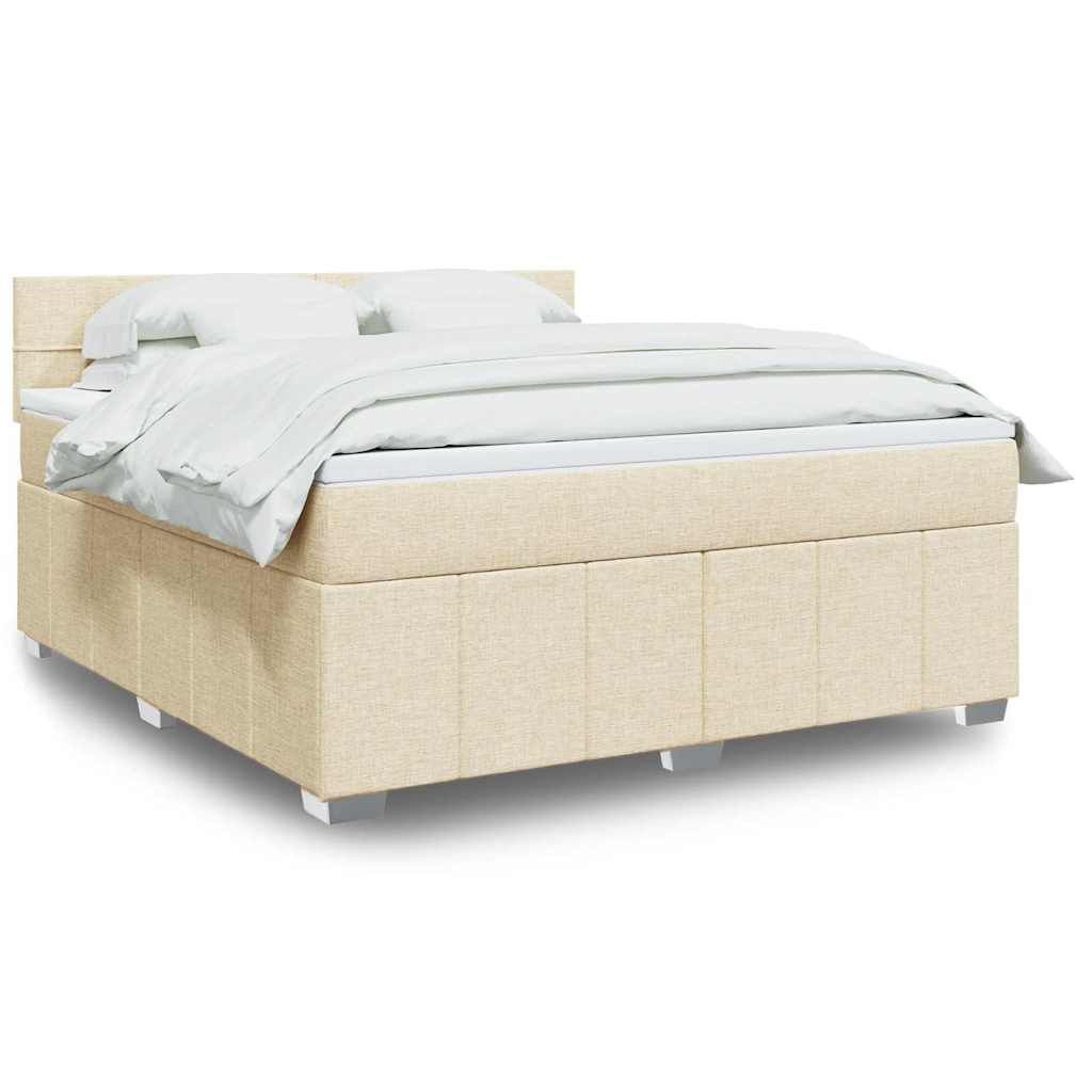 vidaXL Κρεβάτι Boxspring με Στρώμα Κρεμ 180x200 εκ. Υφασμάτινο