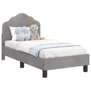 vidaXL Κρεβατική βάση για παιδιά με προσκέφαλο Ανοιχτό γκρι