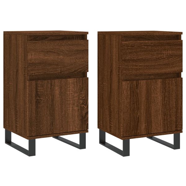 vidaXL Ντουλάπια 2 τεμ. Καφέ Δρυς 40x35x70 εκ. από Επεξεργασμένο Ξύλο