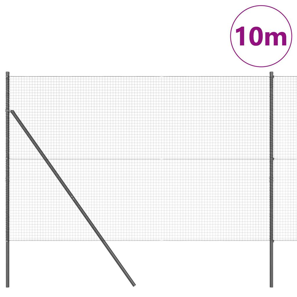 vidaXL Φράχτης Welded Wire με 7 παλάμες Γκρι 1.6x10 μ