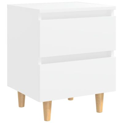 vidaXL Κομοδίνο Λευκό 40 x 35 x 50 εκ. με Πόδια από Μασίφ Ξύλο Πεύκου