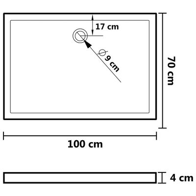 vidaXL Βάση Ντουζιέρας Ορθογώνια Λευκή 70 x 100 εκ. από ABS