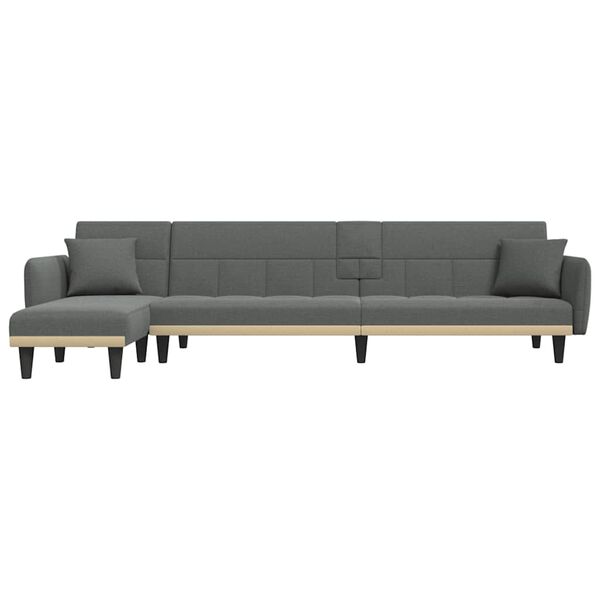 vidaXL Καναπές Κρεβάτι Γωνιακός Σκ. Γκρι 275x140x70 εκ. Υφασμάτινος