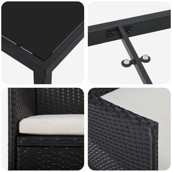 vidaXL Σέτ φαγητού για κήπο με μαξιλάρι 5 pcs Γκρι Πολυ ράταν