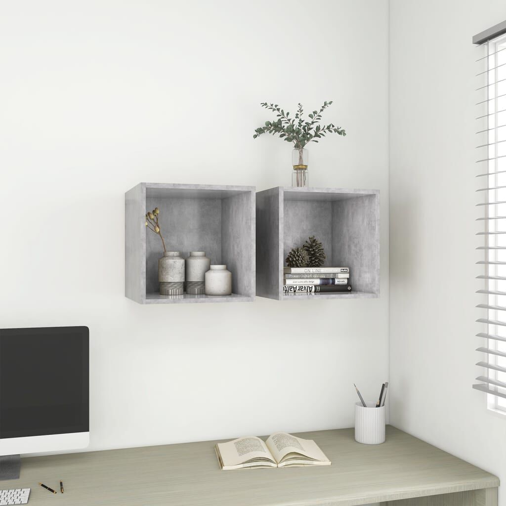 vidaXL Ντουλάπι Τοίχου Γκρι Σκυροδέματος 37x37x37 εκ. από Επεξ. Ξύλο