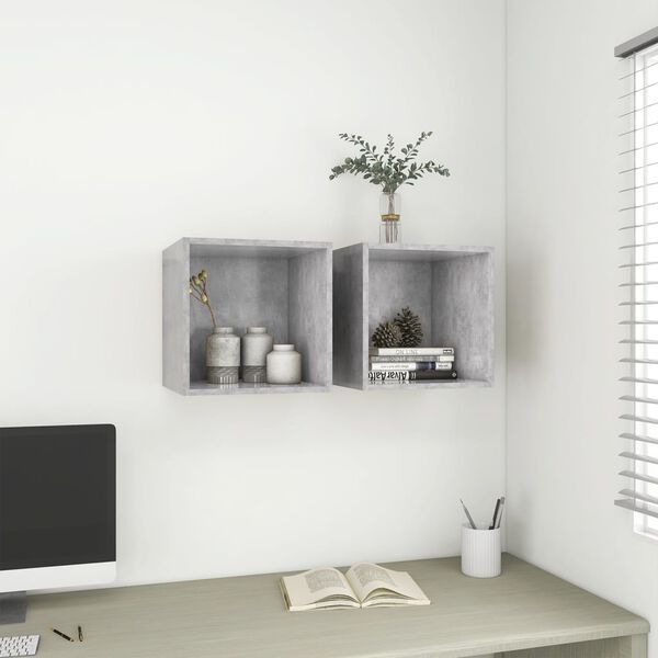 vidaXL Ντουλάπι Τοίχου Γκρι Σκυροδέματος 37x37x37 εκ. από Επεξ. Ξύλο