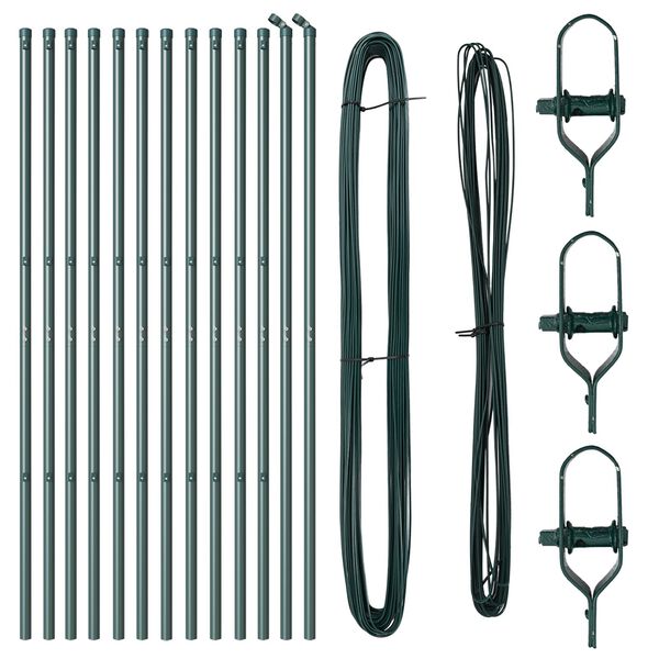vidaXL Κολώνες φράχτη 13 τεμ Πράσινο Ø32 mm 170 cm Γαλβανισμένο Χάλυβα