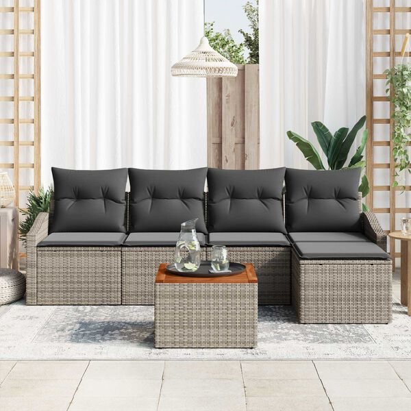 vidaXL Σετ Καναπέ Κήπου 6 pcs Γκρι