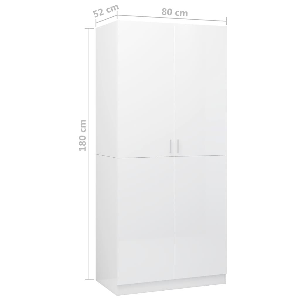 vidaXL Ντουλάπα Γυαλιστερό Λευκό 80 x 52 x 180 εκ. από Επεξ. Ξύλο