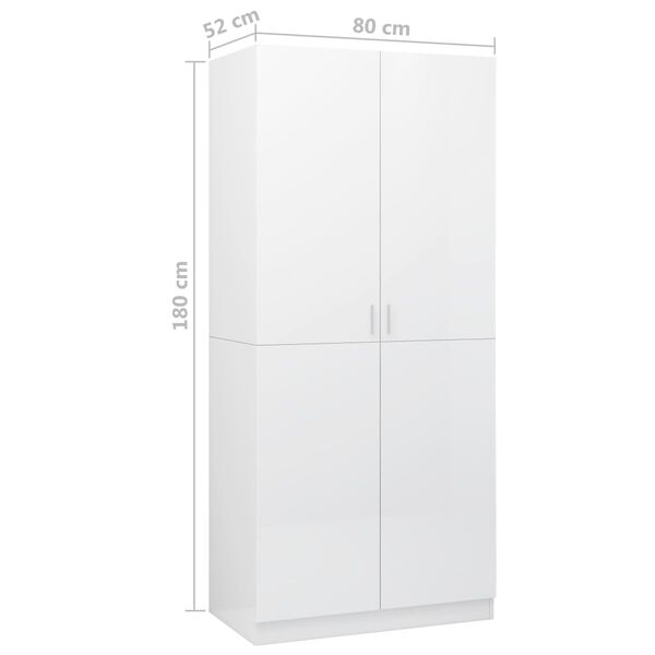 vidaXL Ντουλάπα Γυαλιστερό Λευκό 80 x 52 x 180 εκ. από Επεξ. Ξύλο