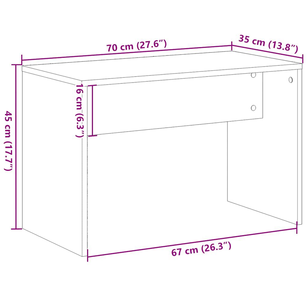 vidaXL Σκαμπό Μπουντουάρ Παλιό ξύλο 70 x 35 x 45 εκ Επεξεργασμένο Ξύλο