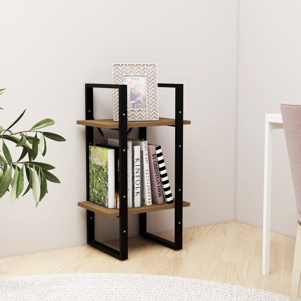 vidaXL Βιβλιοθήκη με 2 Ράφια Καφέ 40x30x70 εκ. από Μασίφ Ξύλο Πεύκου