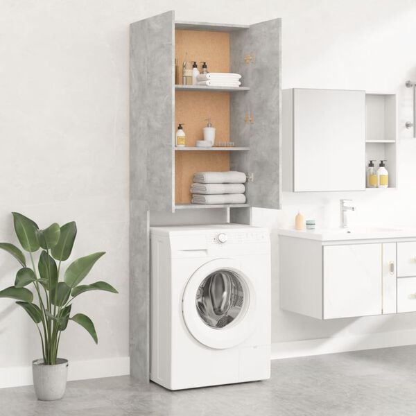 vidaXL Ντουλάπι Πλυντηρίου Γκρι Σκυροδέματος 64 x 25,5 x 190 εκ.