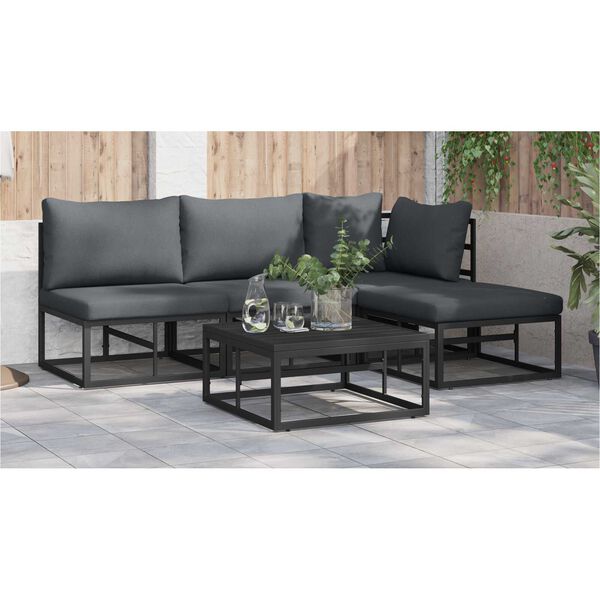 vidaXL Σετ Καναπέ Κήπου 5 pcs Μαύρο 70 x 70 x 32 εκ Αλουμίνιο