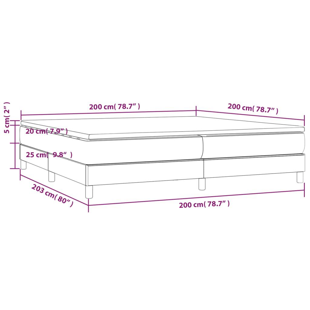 vidaXL Κρεβάτι Boxspring με Στρώμα Γκρι 200x200 εκ. Συνθετικό Δέρμα