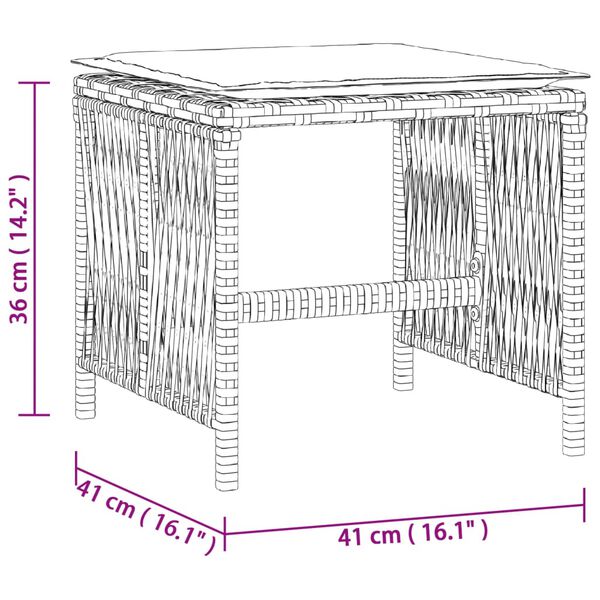 vidaXL Σκαμπό Κήπου 4 τεμ. Αν. Γκρι 41x41x36 εκ. Συνθ. Ρατάν Μαξιλάρια