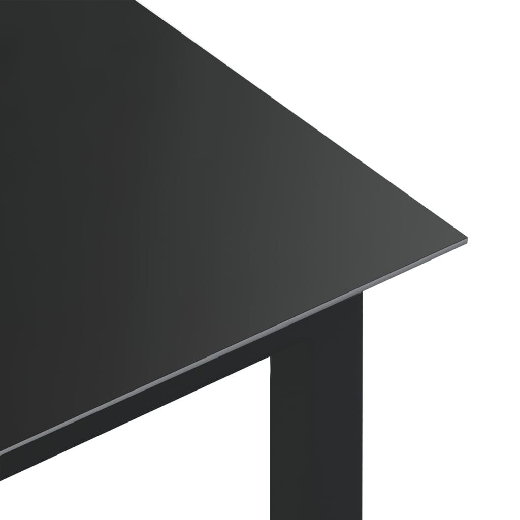 vidaXL Τραπέζι Κήπου Μαύρο 190 x 90 x 74 εκ. από Αλουμίνιο / Γυαλί