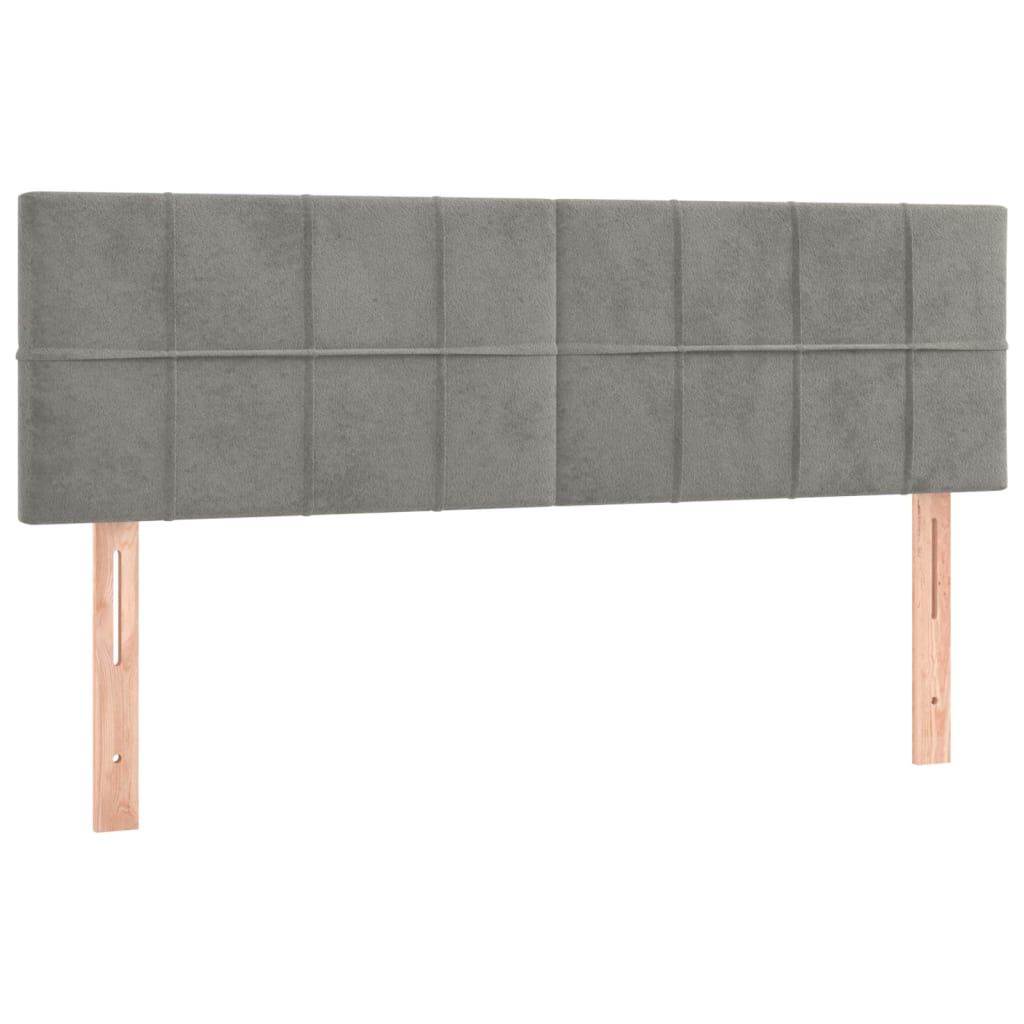 vidaXL Κρεβάτι Boxspring με Στρώμα & LED Αν.Γκρι 140x200 εκ. Βελούδινο