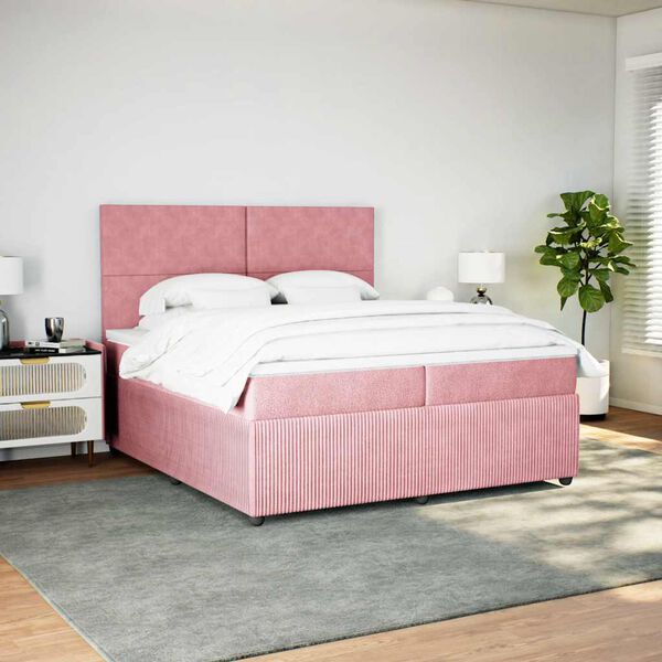 vidaXL &Kappa;&rho;&epsilon;&beta;ά&tau;&iota; Boxspring &mu;&epsilon; &Sigma;&tau;&rho;ώ&mu;&alpha; &Rho;&omicron;&zeta; 200x200 &epsilon;&kappa;. &Beta;&epsilon;&lambda;&omicron;ύ&delta;&iota;&nu;&omicron;