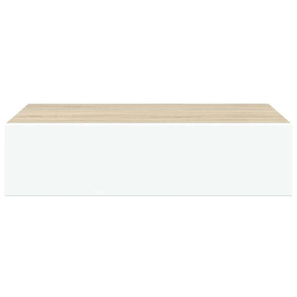 vidaXL Ράφι Επιτοίχιο με Συρτάρι Δρυς/Λευκό 40 x 23,5 x 10 εκ. από MDF