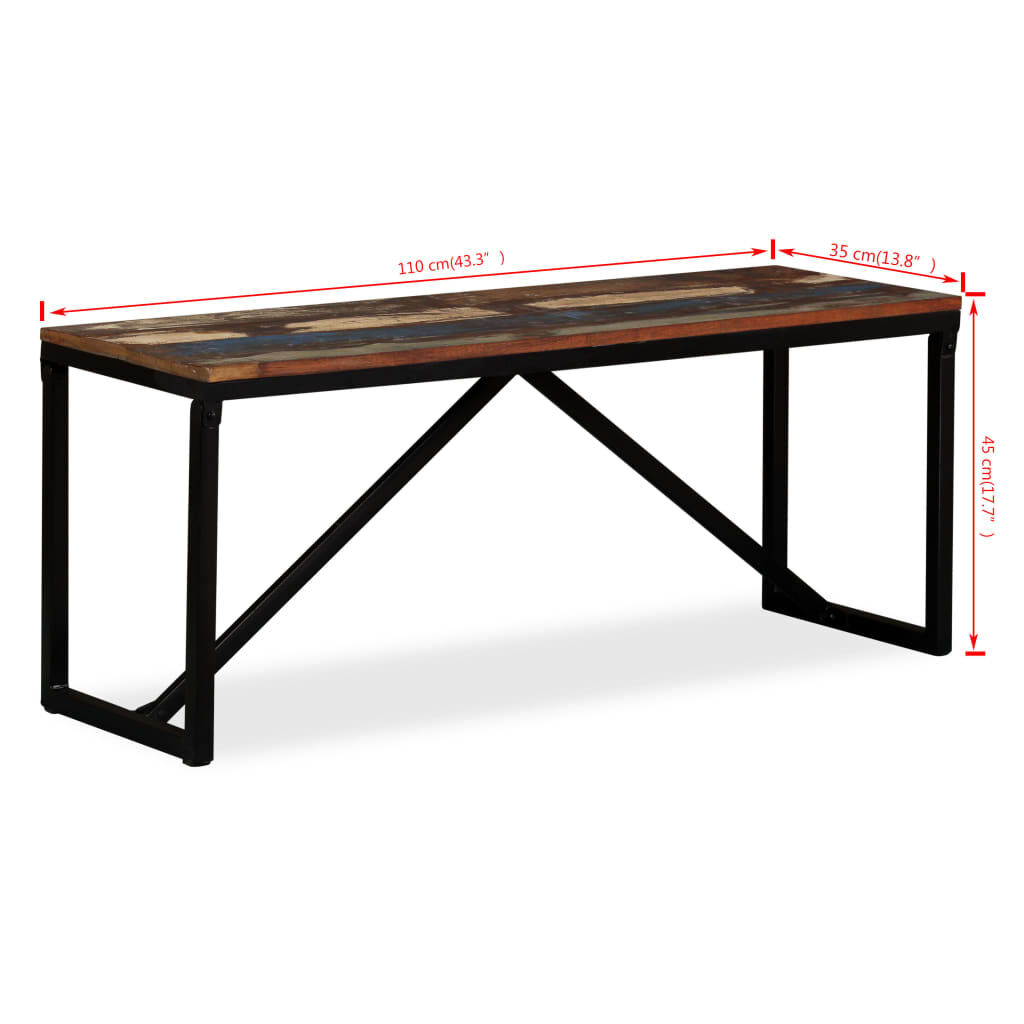 vidaXL Πάγκος 110 x 35 x 45 εκ. από Μασίφ Ανακυκλωμένο Ξύλο