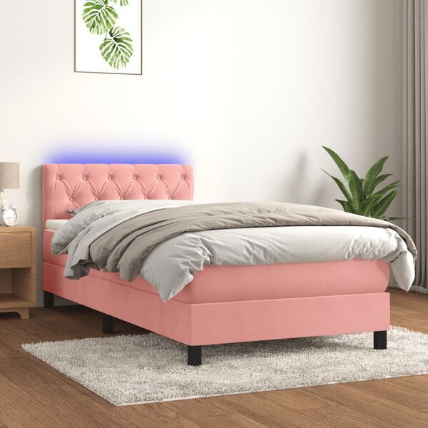 vidaXL &Kappa;&rho;&epsilon;&beta;ά&tau;&iota; Boxspring &mu;&epsilon; &Sigma;&tau;&rho;ώ&mu;&alpha; & LED &Rho;&omicron;&zeta; 80 x 200 &epsilon;&kappa;. &Beta;&epsilon;&lambda;&omicron;ύ&delta;&iota;&nu;&omicron;