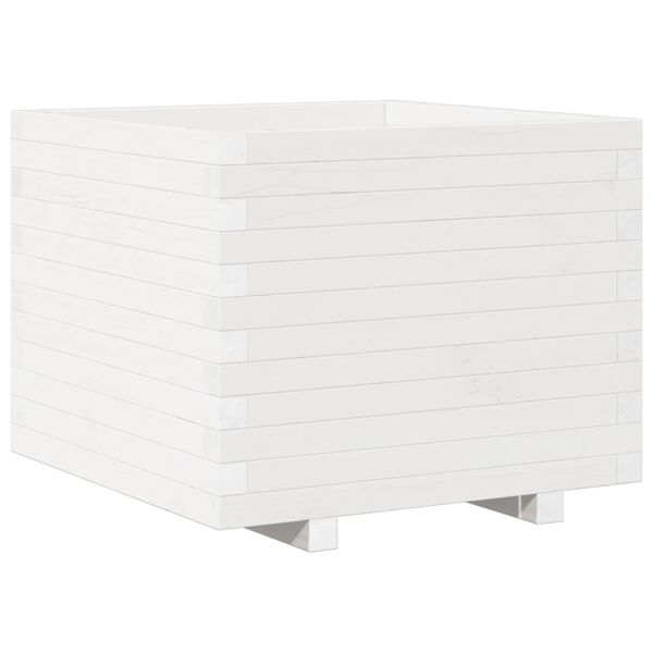 vidaXL Ζαρντινιέρα Κήπου Λευκή 60x60x49,5 εκ. από Μασίφ Ξύλο Πεύκου