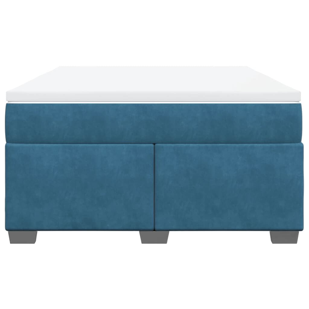 vidaXL Κρεβάτι Boxspring με Στρώμα Σκούρο Μπλε 140x190 εκ. Βελούδινο