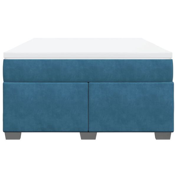 vidaXL Κρεβάτι Boxspring με Στρώμα Σκούρο Μπλε 140x190 εκ. Βελούδινο