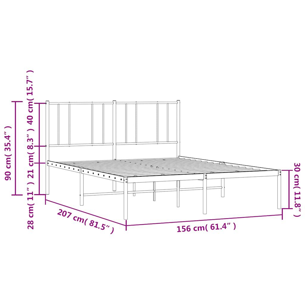 vidaXL Πλαίσιο Κρεβατιού με Κεφαλάρι Λευκό 150 x 200 εκ. Μεταλλικό