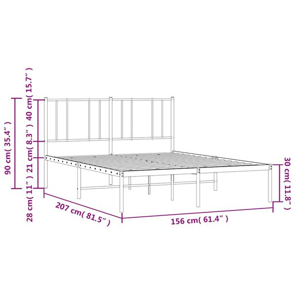 vidaXL Πλαίσιο Κρεβατιού με Κεφαλάρι Λευκό 150 x 200 εκ. Μεταλλικό