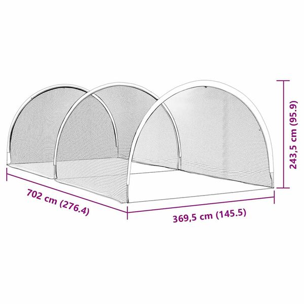 vidaXL Μπέιζμπολ & Σόφτμπολ Μαύρο 702 x 369,5 x 243,5 cm Πολυεστέρας