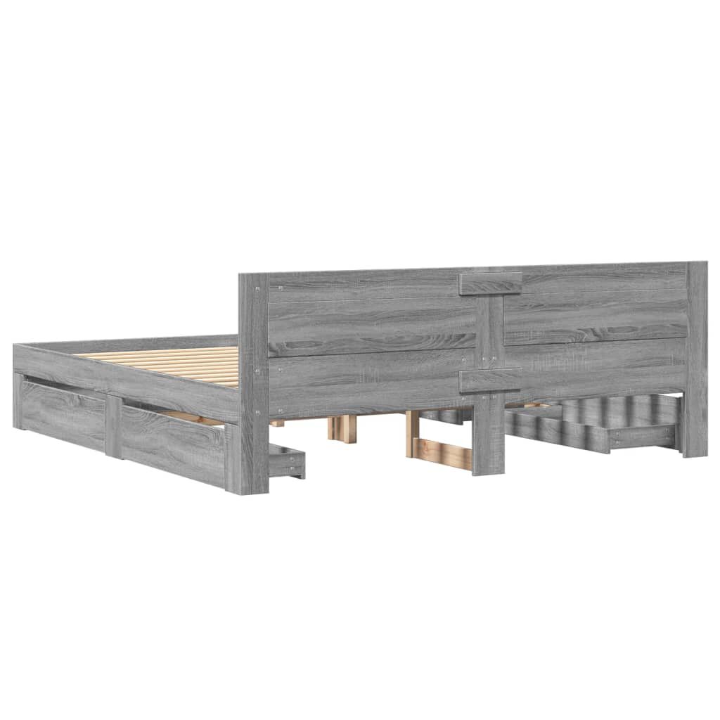 vidaXL Πλαίσιο Κρεβατιού με Κεφαλάρι Γκρι Sonoma 180x200εκ. Επεξ. Ξύλο