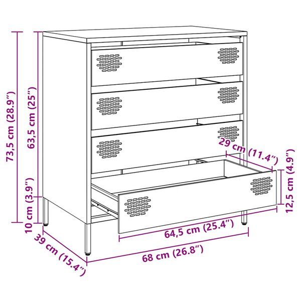 vidaXL Ντουλάπι Λευκό 68x39x73,5 εκ. από Χάλυβα Ψυχρής Έλασης