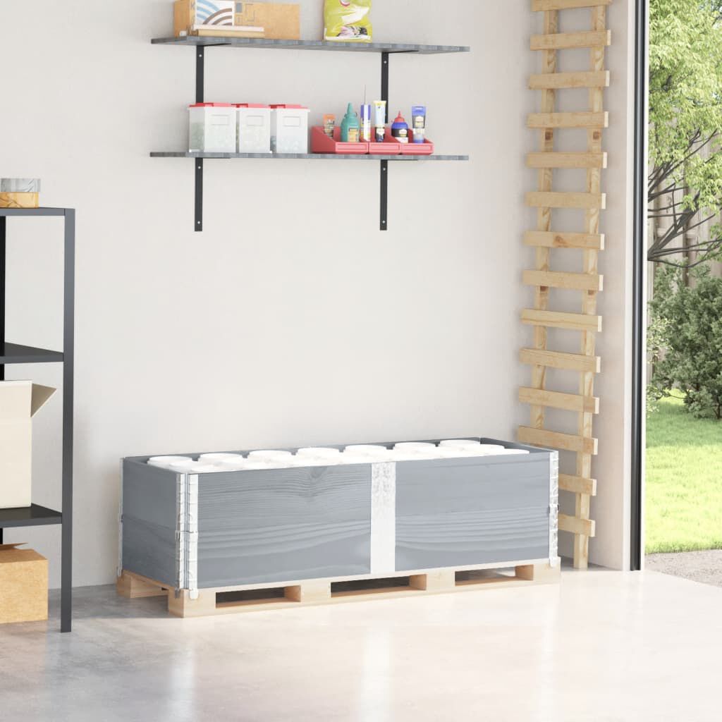 vidaXL Κολάρα Παλέτας 2 τεμ. Γκρι 150x50 εκ. από Μασίφ Ξύλο Πεύκου