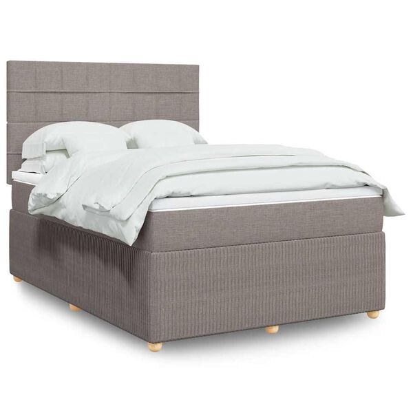 vidaXL &Kappa;&rho;&epsilon;&beta;ά&tau;&iota; Boxspring &mu;&epsilon; &Sigma;&tau;&rho;ώ&mu;&alpha; Taupe 140x200 &epsilon;&kappa;. &Upsilon;&phi;&alpha;&sigma;&mu;ά&tau;&iota;&nu;&omicron;