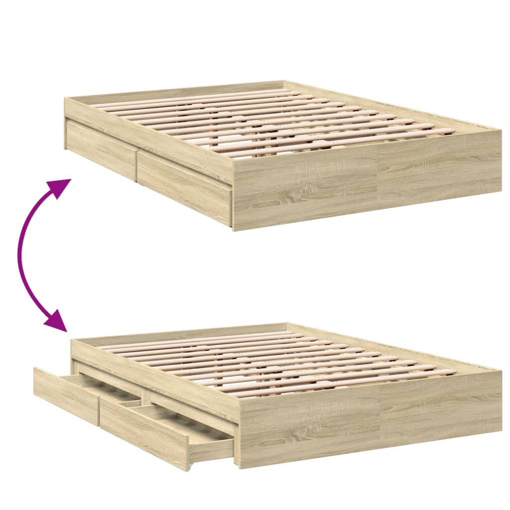vidaXL Πλαίσιο Κρεβατιού με συρτάρια Sonoma Δρυς 120x200εκ. Επεξ. Ξύλο