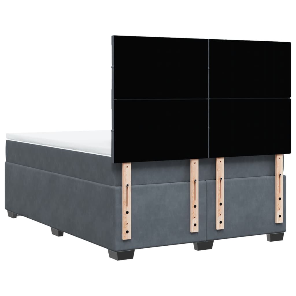 vidaXL Κρεβάτι Boxspring με Στρώμα Σκούρο Γκρι 140x190 εκ. Βελούδινο