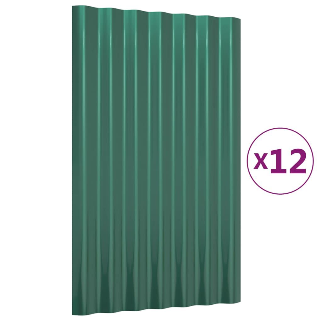 vidaXL Πάνελ Οροφής 12 τεμ. Πράσινα 60x36 εκ. Ατσάλινα με Ηλεκτρ. Βαφή