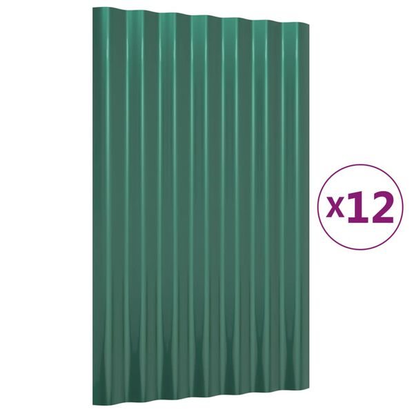vidaXL Πάνελ Οροφής 12 τεμ. Πράσινα 60x36 εκ. Ατσάλινα με Ηλεκτρ. Βαφή