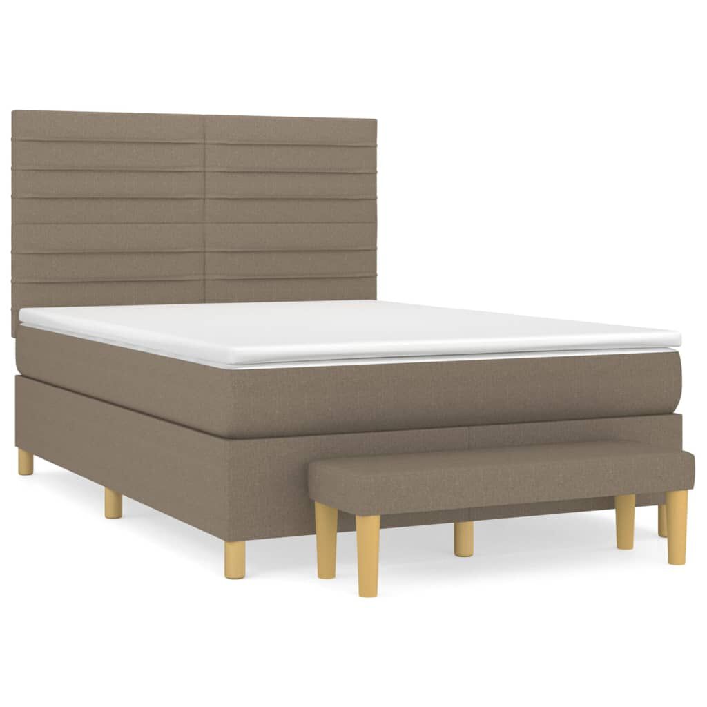 vidaXL Κρεβάτι Boxspring με Στρώμα Taupe 140x200 εκ. Υφασμάτινο
