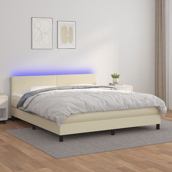 vidaXL &Kappa;&rho;&epsilon;&beta;ά&tau;&iota; Boxspring &mu;&epsilon; &Sigma;&tau;&rho;ώ&mu;&alpha; & LED &Kappa;&rho;&epsilon;&mu; 160x200 &epsilon;&kappa;. &Sigma;&upsilon;&nu;&theta;. &Delta;έ&rho;&mu;&alpha;