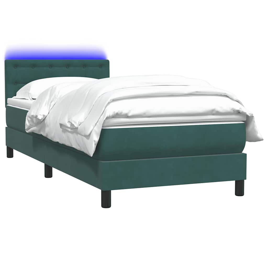 vidaXL Box Spring κρεβάτι με στρώμα σκούρο πράσινο 80x220εκ. Βελούδινο