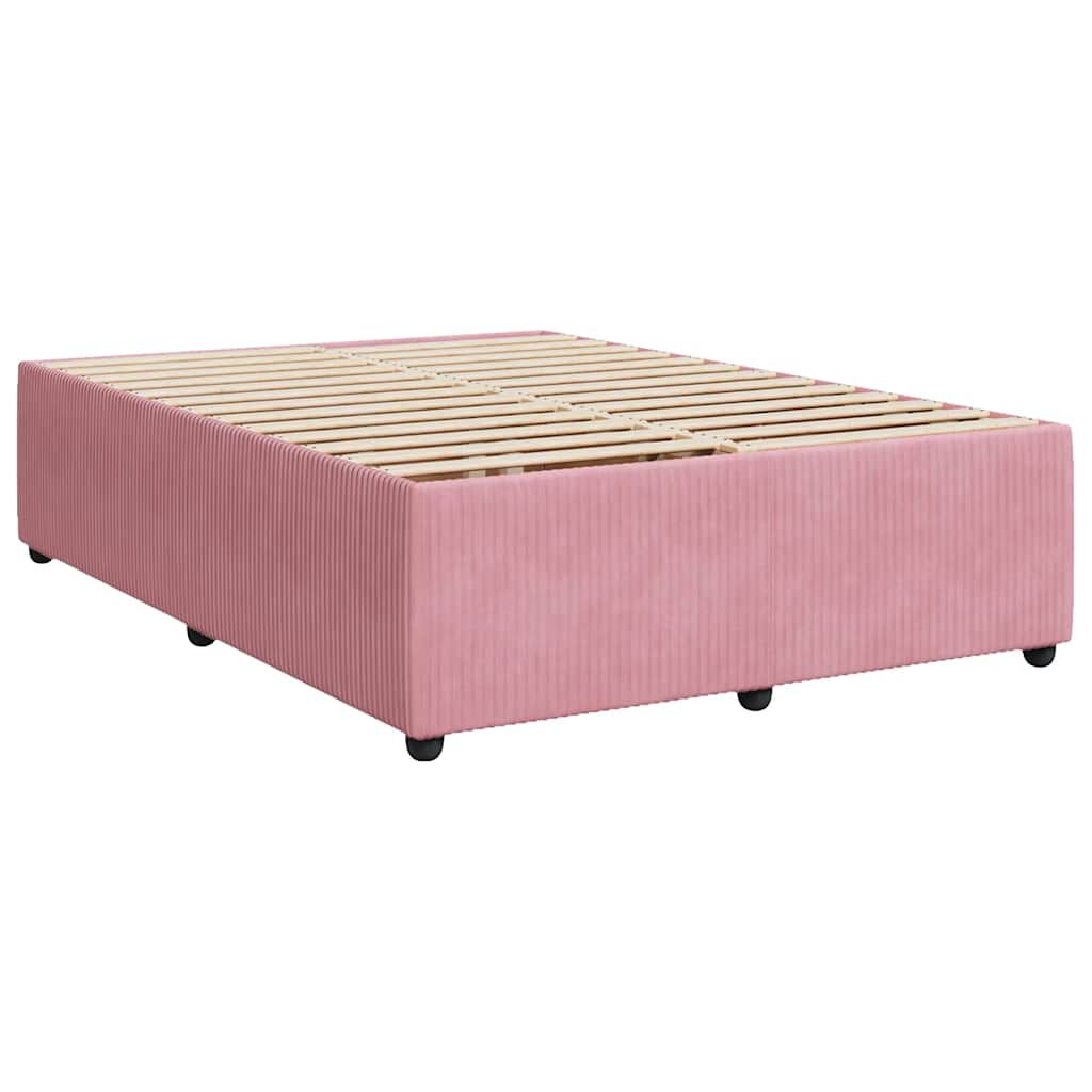 vidaXL Κρεβάτι Boxspring με Στρώμα Ροζ 140x200 εκ. Βελούδινο
