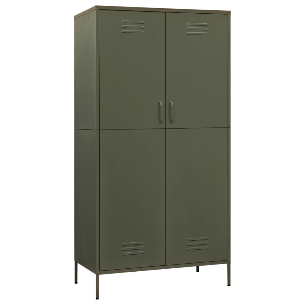 vidaXL Ντουλάπα Πράσινο Λαδί 90 x 50 x 180 εκ. από Ατσάλι
