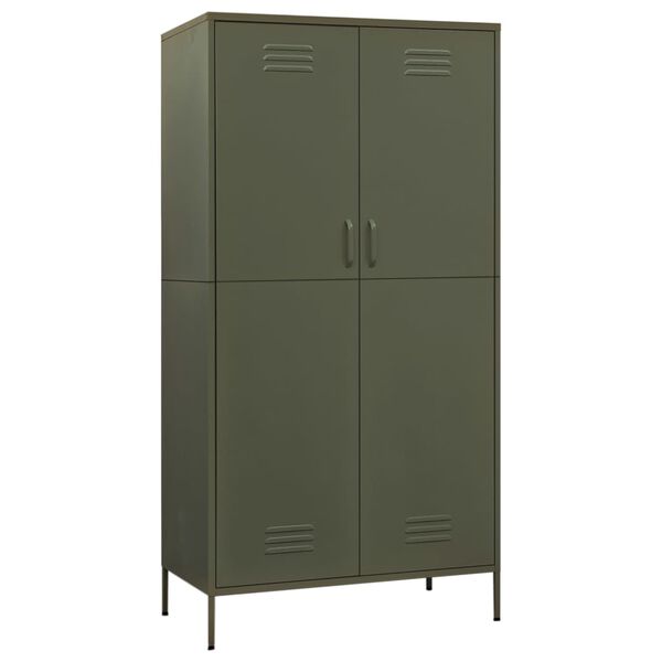 vidaXL Ντουλάπα Πράσινο Λαδί 90 x 50 x 180 εκ. από Ατσάλι