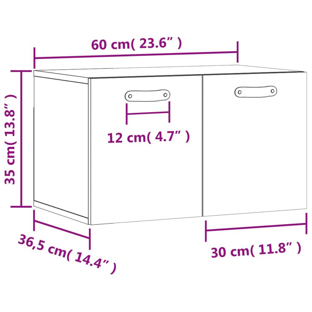 vidaXL Ντουλάπι Τοίχου Καπνιστή Δρυς 60x36,5x35 εκ. Επεξεργασμένο Ξύλο