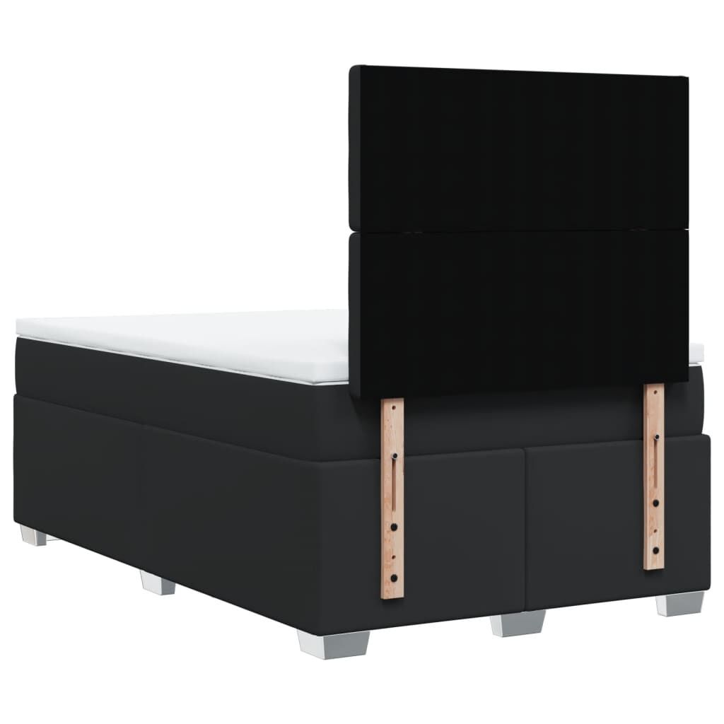 vidaXL Κρεβάτι Boxspring με Στρώμα Μαύρο 120x190εκ.από Συνθετικό Δέρμα